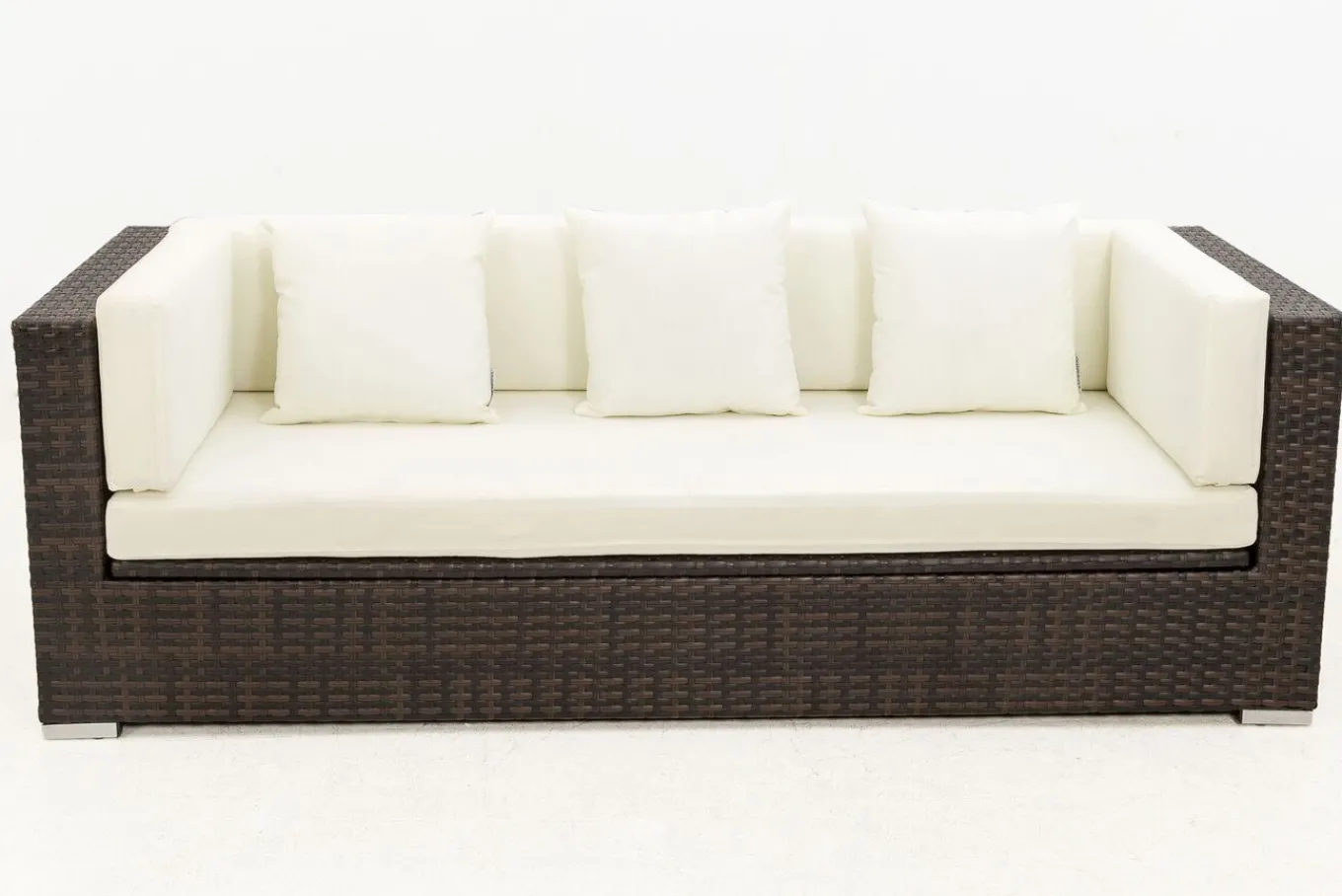 Hot 3-Sitzer Sofa, braun marmoriert, Polyrattan, 210 x 85 x 70 cm, wasserfeste Kissenbox Polyrattan-Gartenmöbel|Gartenlounge