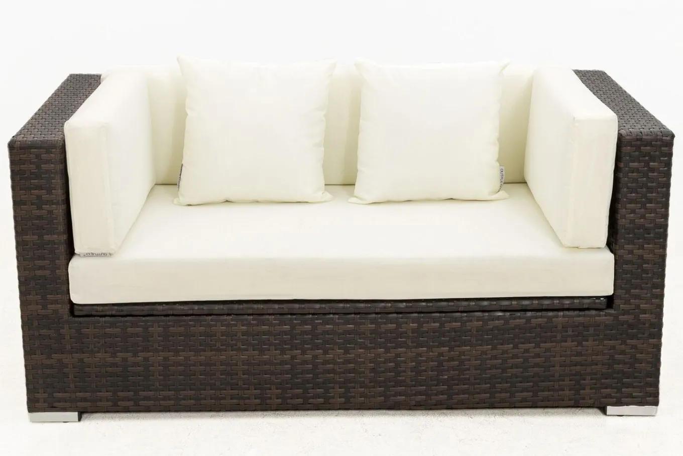 Hot 2-Sitzer Sofa, braun marmoriert, Polyrattan, 152 x 85 x 70 cm, wasserfeste Kissenbox Polyrattan-Gartenmöbel|Gartenlounge