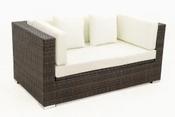 Hot 2-Sitzer Sofa, braun marmoriert, Polyrattan, 152 x 85 x 70 cm, wasserfeste Kissenbox Polyrattan-Gartenmöbel|Gartenlounge