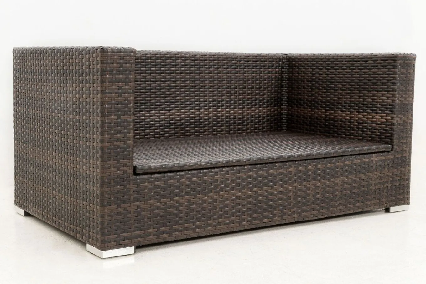 Hot 2-Sitzer Sofa, braun marmoriert, Polyrattan, 152 x 85 x 70 cm, wasserfeste Kissenbox Polyrattan-Gartenmöbel|Gartenlounge
