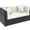 Sale 2-Sitzer Sofa, creme/weiß, schwarz, Polyrattan 152x85x70cm, inkl. Polster und wasserfeste Kissenbox Polyrattan-Gartenmöbel|Gartenlounge