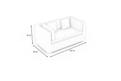 Sale 2-Sitzer Sofa, creme/weiß, schwarz, Polyrattan 152x85x70cm, inkl. Polster und wasserfeste Kissenbox Polyrattan-Gartenmöbel|Gartenlounge