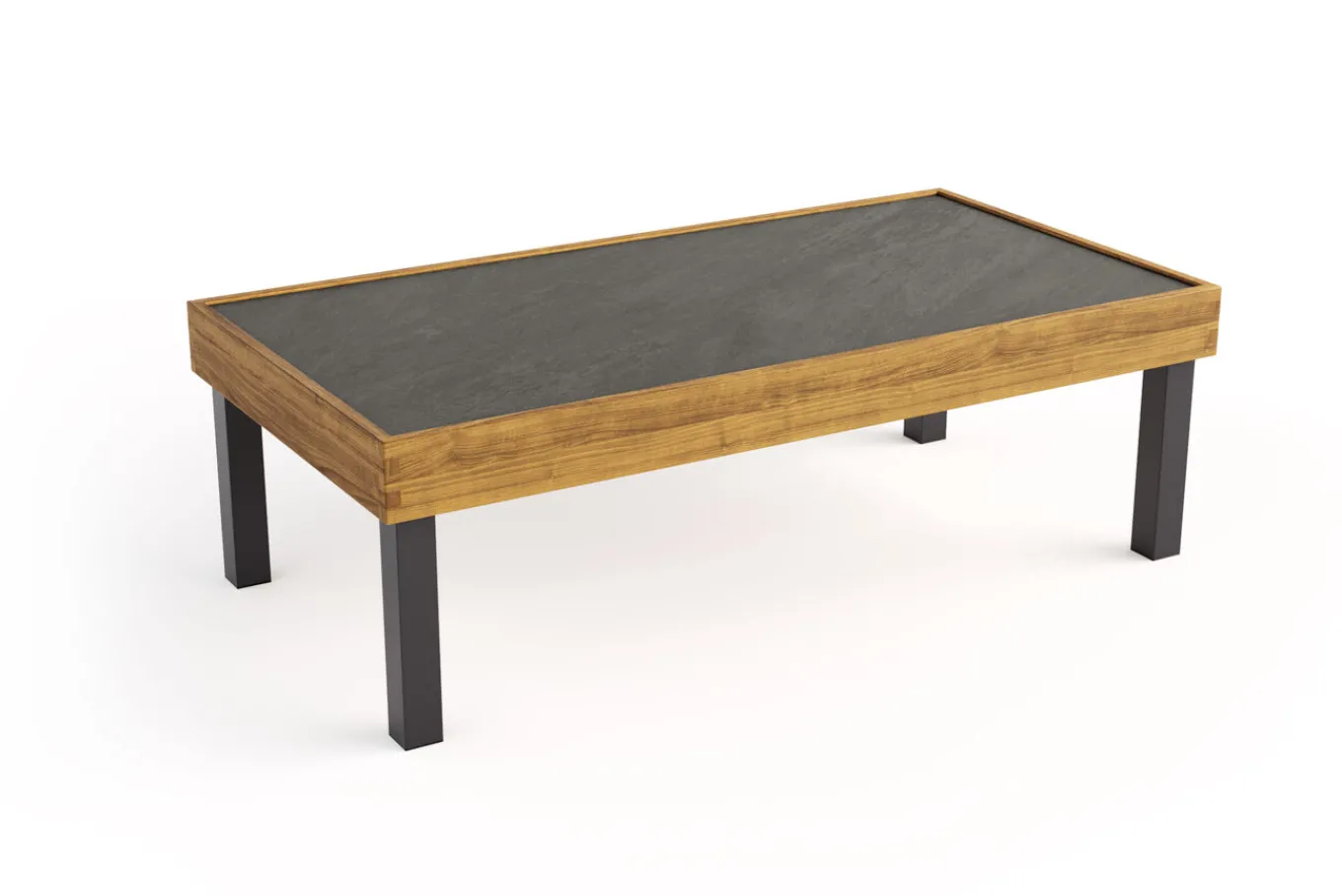Best Skagen Couchtisch, Anthrazit, Teak/Aluminium, 125x65 cm, Pflegeleicht Gartentische|Teak-Gartenmöbel