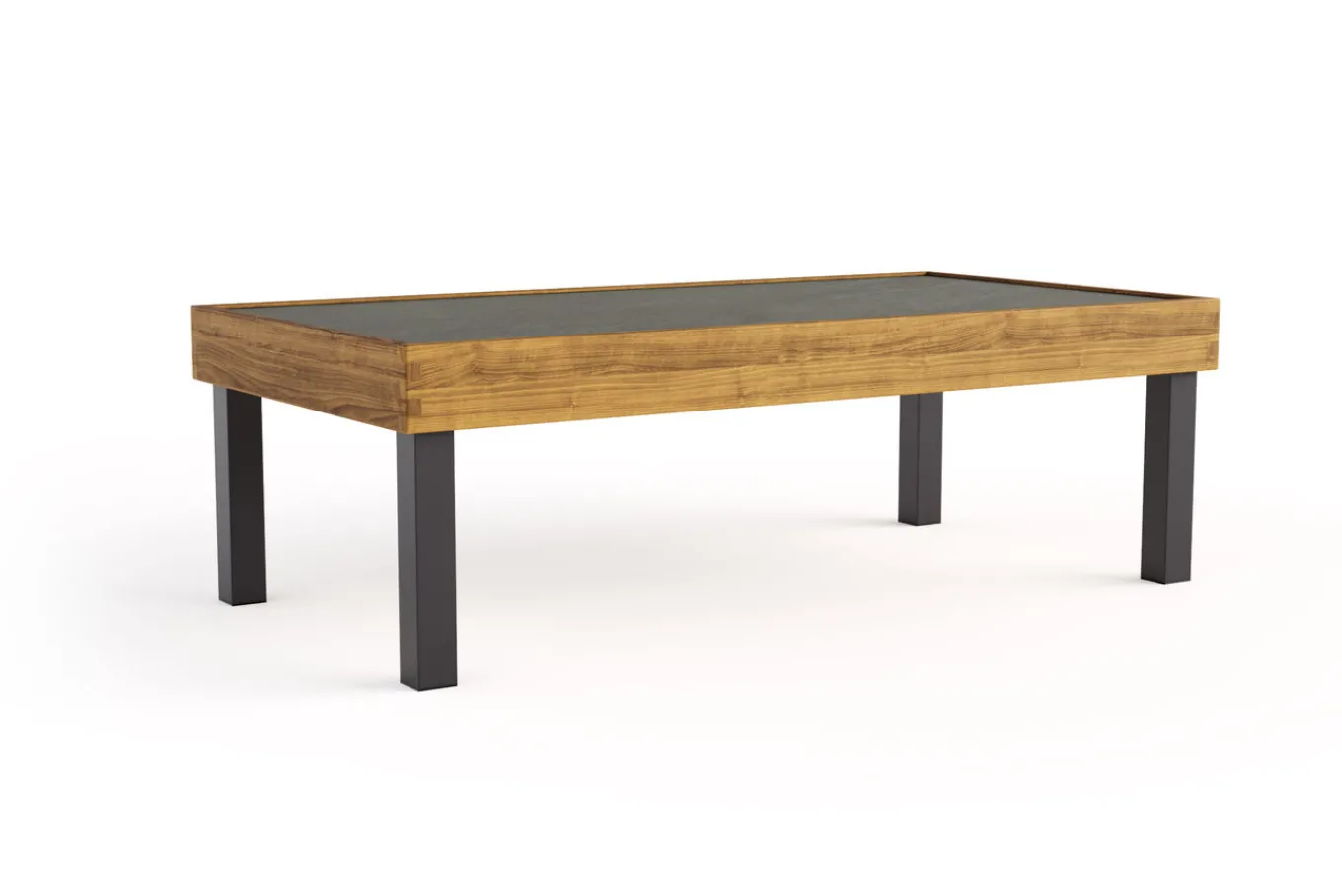 Best Skagen Couchtisch, Anthrazit, Teak/Aluminium, 125x65 cm, Pflegeleicht Gartentische|Teak-Gartenmöbel