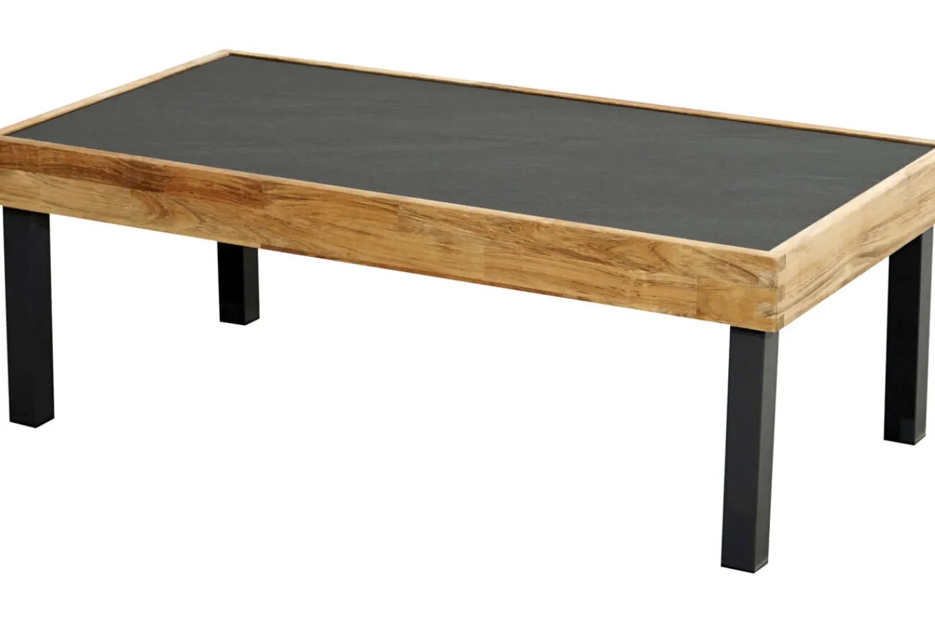 Best Skagen Couchtisch, Anthrazit, Teak/Aluminium, 125x65 cm, Pflegeleicht Gartentische|Teak-Gartenmöbel