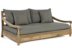 Sofa, natur, recyceltes Teak, 190x112x82cm 2 Sitzer, inkl. Kissen, mit Armlehnen, FSC®-zertifiziertes Produkt Gartenbänke & Gartensofas