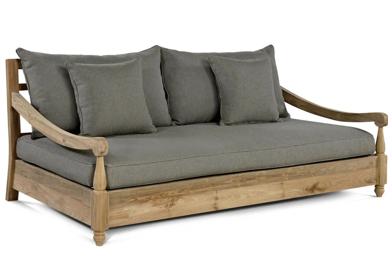 Sofa, natur, recyceltes Teak, 190x112x82cm 2 Sitzer, inkl. Kissen, mit Armlehnen, FSC®-zertifiziertes Produkt Gartenbänke & Gartensofas