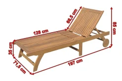 Best Sonnenliege, natur, Akazie, Geölt, Rollbar, Vertikal Verstellbar, FSC®-zertifiziertes Produkt Gartenliegen