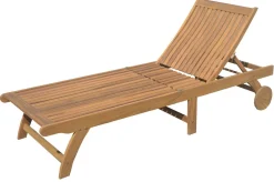 Best Sonnenliege, natur, Akazie, Geölt, Rollbar, Vertikal Verstellbar, FSC®-zertifiziertes Produkt Gartenliegen