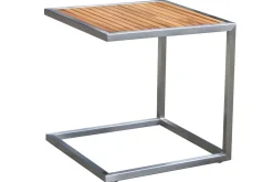 Discount Sonnenliegen-Set, silber, Edelstahl/Teak, 195,5x74x35cm, mit Armlehnen, inkl. Beistelltisch 45x45cm, FSC®-zertifiziertes Produkt Gartenliegen
