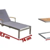 Discount Sonnenliegen-Set, taupe, Edelstahl/Teak, 195,5x74x35cm, mit Armlehnen, inkl. Beistelltisch 45x45cm, FSC®-zertifiziertes Produkt Gartenliegen