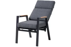 Sale Stapelsessel, anthrazit matt, Alu/Polyester, 71,5x59x106 cm, Teak Armlehnen, inkl. Polster Gartenstühle & Gartensessel