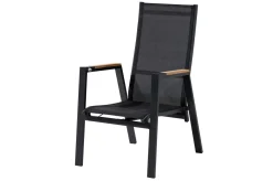 Sale Stapelsessel, anthrazit matt, Alu/Polyester, 71,5x59x106 cm, Teak Armlehnen, inkl. Polster Gartenstühle & Gartensessel