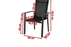 Discount Stapelsessel, anthrazit matt/schwarz, Alu/Textilene, 60x69x93,5cm Gartenstühle & Gartensessel