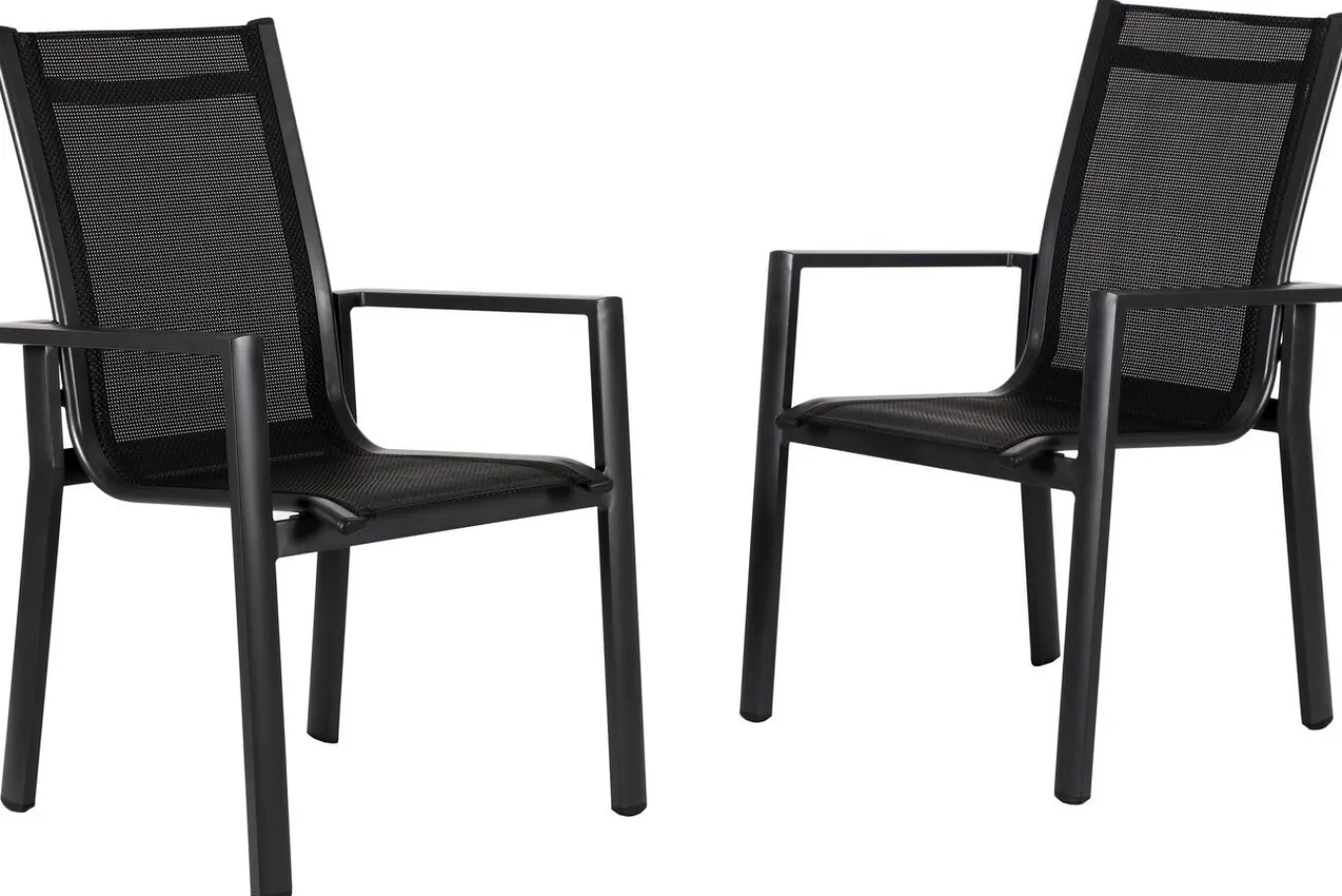 Discount Stapelsessel, anthrazit matt/schwarz, Alu/Textilene, 60x69x93,5cm Gartenstühle & Gartensessel