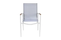 Outlet Stapelsessel, creme/weiß pulverbeschichtet, Alu/Textilene, langlebiges Material, stapelbar Aluminium-Gartenmöbel|Gartenstühle & Gartensessel