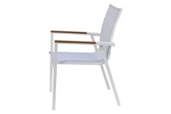 Outlet Stapelsessel, creme/weiß pulverbeschichtet, Alu/Textilene, langlebiges Material, stapelbar Aluminium-Gartenmöbel|Gartenstühle & Gartensessel