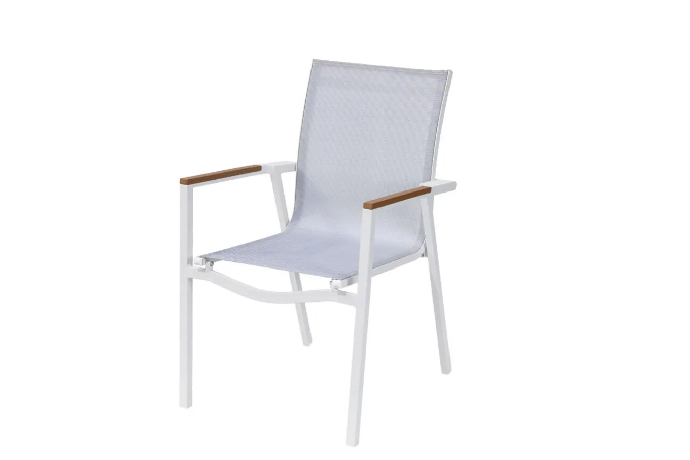 Outlet Stapelsessel, creme/weiß pulverbeschichtet, Alu/Textilene, langlebiges Material, stapelbar Aluminium-Gartenmöbel|Gartenstühle & Gartensessel