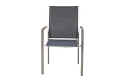 Hot Stapelsessel, schwarz, Teak / Edelstahl / Textilene, 63x57x93 cm Gartenstühle & Gartensessel