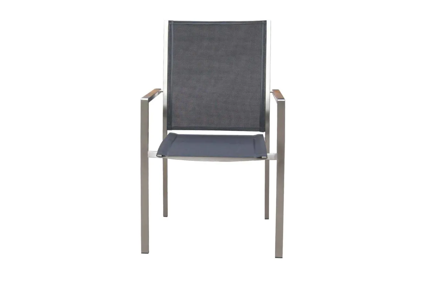Hot Stapelsessel, schwarz, Teak / Edelstahl / Textilene, 63x57x93 cm Gartenstühle & Gartensessel
