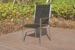 Hot Stapelsessel, schwarz, Teak / Edelstahl / Textilene, 63x57x93 cm Gartenstühle & Gartensessel
