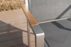 Hot Stapelsessel, schwarz, Teak / Edelstahl / Textilene, 63x57x93 cm Gartenstühle & Gartensessel