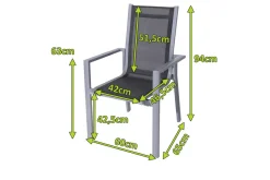 Discount Stapelsessel, silber/grau, Alu/Textilene, 65x60x94cm Gartenstühle & Gartensessel