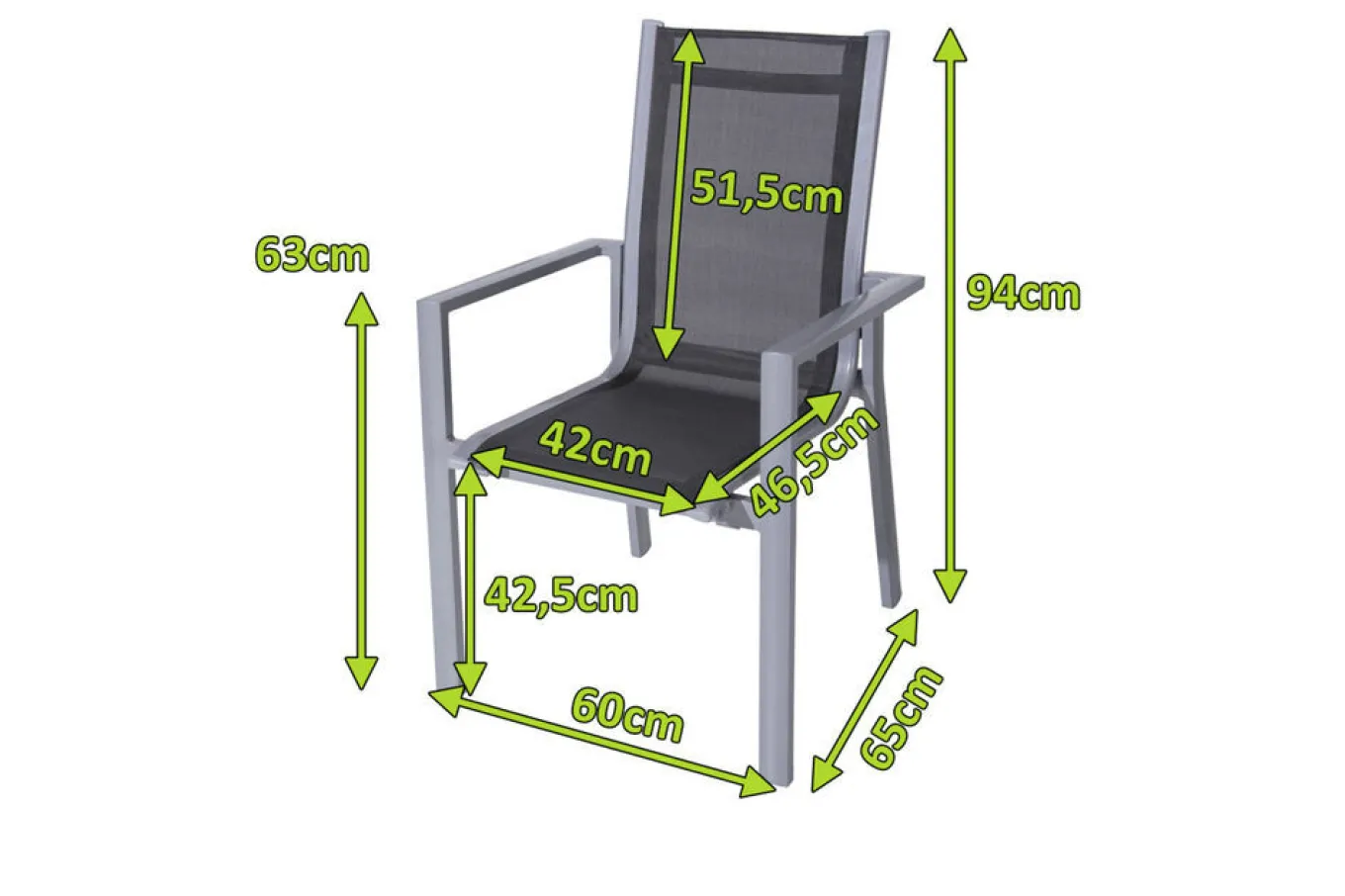 Discount Stapelsessel, silber/grau, Alu/Textilene, 65x60x94cm Gartenstühle & Gartensessel