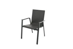 Online Stapelstuhl, schwarz, Alu/Textilene, pulverbeschichtet, pflegeleicht, witterungsbeständig Aluminium-Gartenmöbel|Gartenstühle & Gartensessel