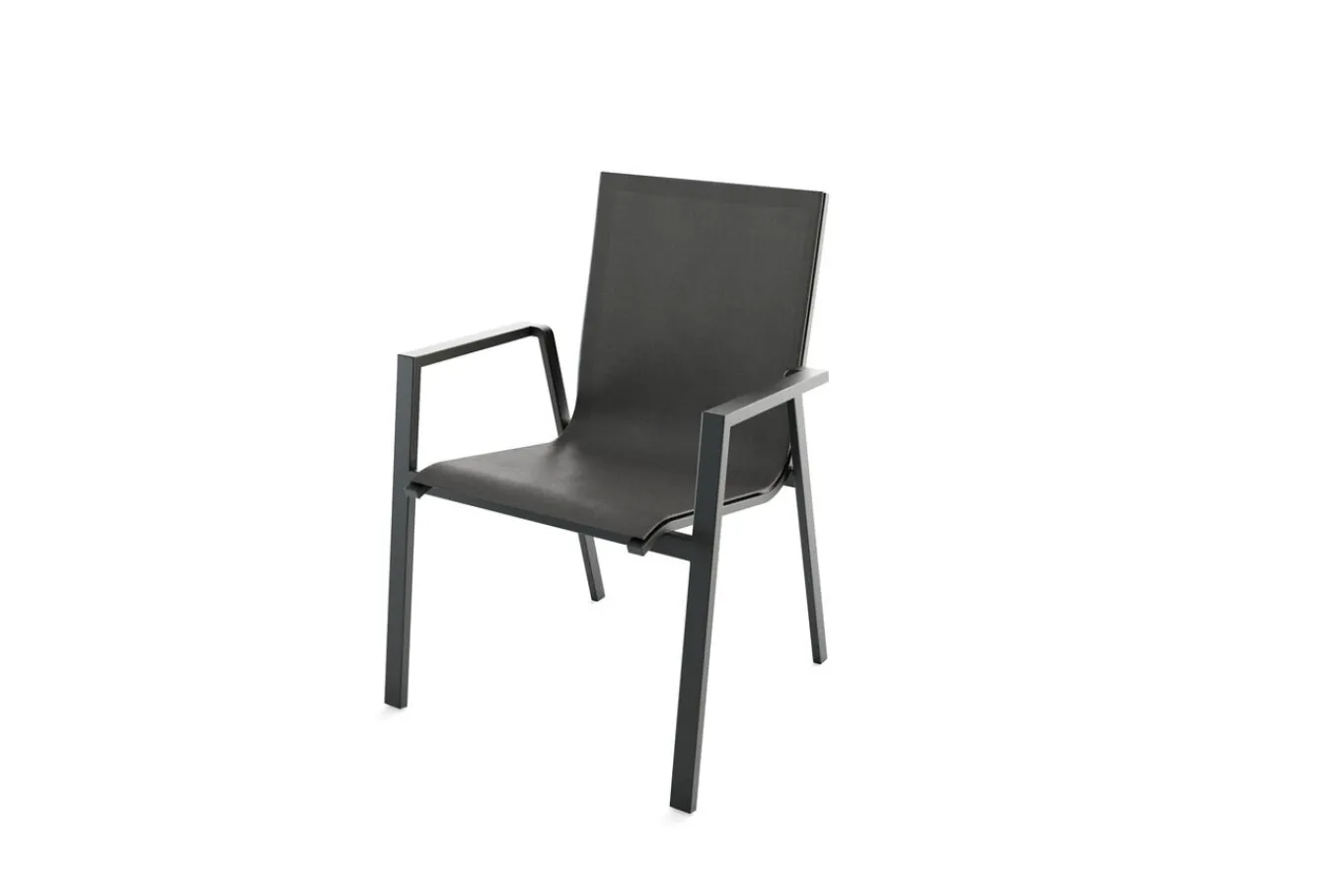 Online Stapelstuhl, schwarz, Alu/Textilene, pulverbeschichtet, pflegeleicht, witterungsbeständig Aluminium-Gartenmöbel|Gartenstühle & Gartensessel