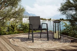 Online Stapelstuhl, schwarz, Alu/Textilene, pulverbeschichtet, pflegeleicht, witterungsbeständig Aluminium-Gartenmöbel|Gartenstühle & Gartensessel