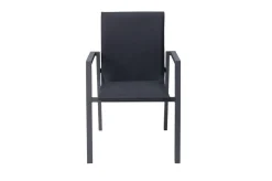Online Stapelstuhl, schwarz, Alu/Textilene, pulverbeschichtet, pflegeleicht, witterungsbeständig Aluminium-Gartenmöbel|Gartenstühle & Gartensessel