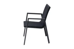 Online Stapelstuhl, schwarz, Alu/Textilene, pulverbeschichtet, pflegeleicht, witterungsbeständig Aluminium-Gartenmöbel|Gartenstühle & Gartensessel