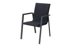 Online Stapelstuhl, schwarz, Alu/Textilene, pulverbeschichtet, pflegeleicht, witterungsbeständig Aluminium-Gartenmöbel|Gartenstühle & Gartensessel