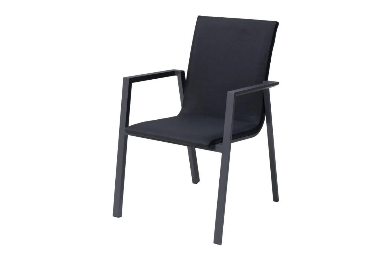 Online Stapelstuhl, schwarz, Alu/Textilene, pulverbeschichtet, pflegeleicht, witterungsbeständig Aluminium-Gartenmöbel|Gartenstühle & Gartensessel