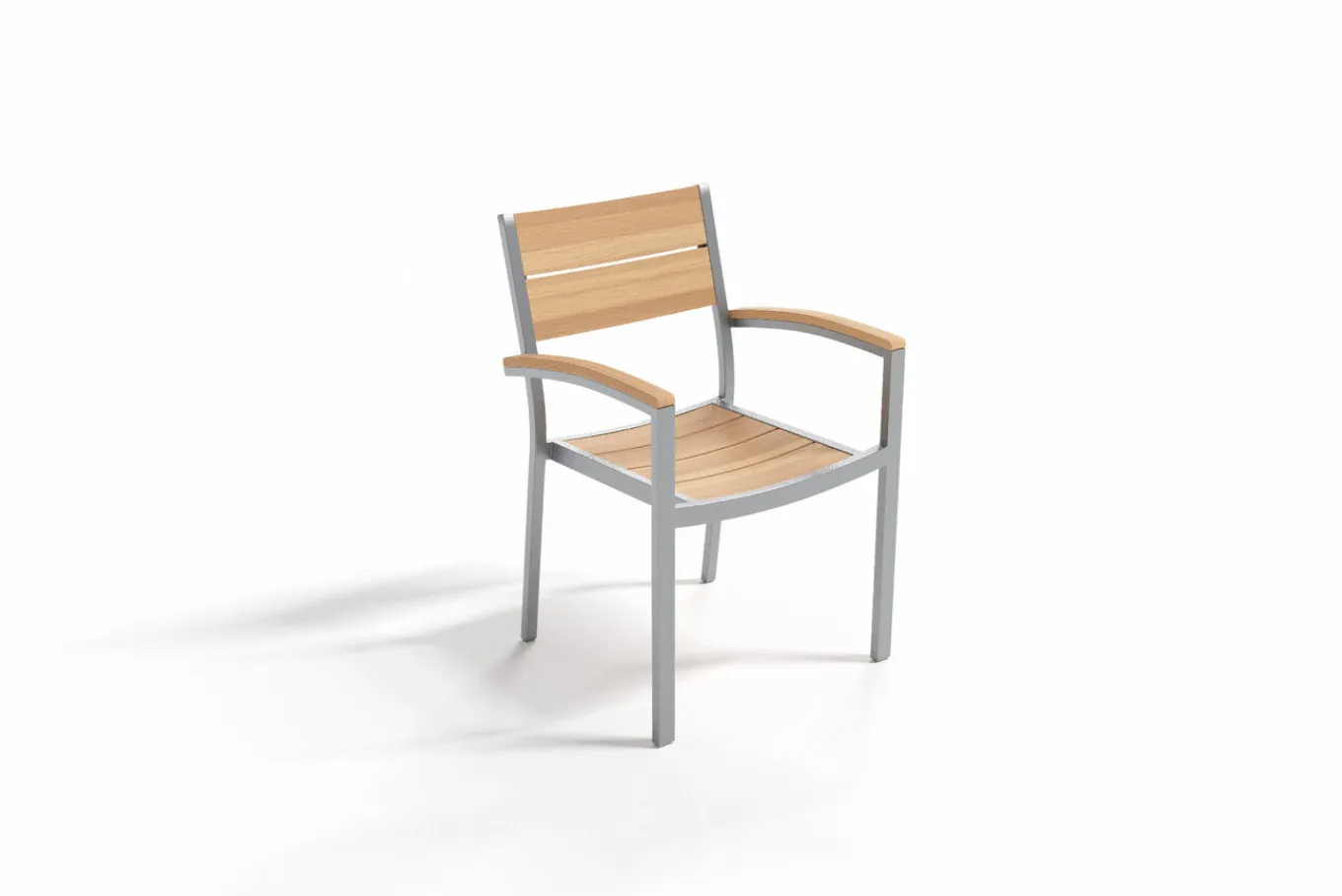 Online Stapelstuhl, silber/naturbelassen, Edelstahl/Teak, stapelbar, gebürstet, FSC®-zertifiziertes Produkt Edelstahl-Gartenmöbel|Gartenstühle & Gartensessel