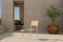 Online Stapelstuhl, silber/naturbelassen, Edelstahl/Teak, stapelbar, gebürstet, FSC®-zertifiziertes Produkt Edelstahl-Gartenmöbel|Gartenstühle & Gartensessel