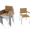 Hot Stapelstuhl, Teakholz/Edelstahl, 57x57x85cm, FSC®-zertifiziertes Produkt Edelstahl-Gartenmöbel|Gartenstühle & Gartensessel