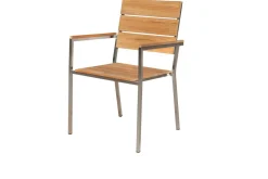 Hot Stapelstuhl, Teakholz/Edelstahl, 57x57x85cm, FSC®-zertifiziertes Produkt Edelstahl-Gartenmöbel|Gartenstühle & Gartensessel