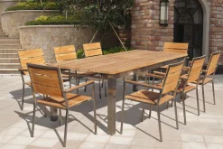 Hot Stapelstuhl, Teakholz/Edelstahl, 57x57x85cm, FSC®-zertifiziertes Produkt Edelstahl-Gartenmöbel|Gartenstühle & Gartensessel