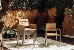 Hot Stapelstuhl, Teakholz/Edelstahl, 57x57x85cm, FSC®-zertifiziertes Produkt Edelstahl-Gartenmöbel|Gartenstühle & Gartensessel