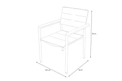 Discount Stuhl, schwarz, Edelstahl/Textilene, padded, Armlehnen aus Teakholz, 62x56,5x86cm Edelstahl-Gartenmöbel|Gartenstühle & Gartensessel