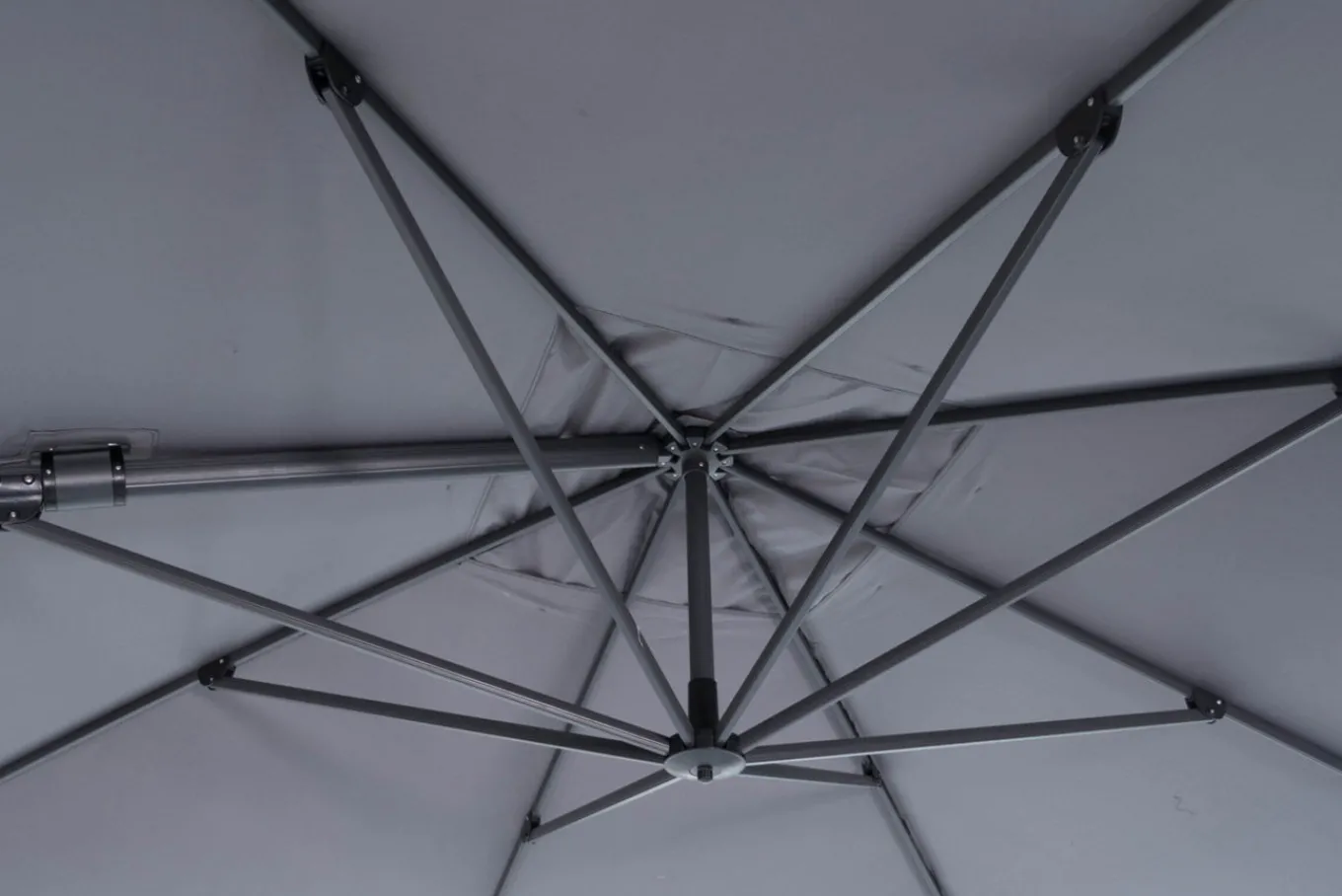Online Sydney Ampelschirm, anthrazit/grau, Alu/Polyester, 350 x 350 cm, inkl. Plattenständer Sonnenschirme
