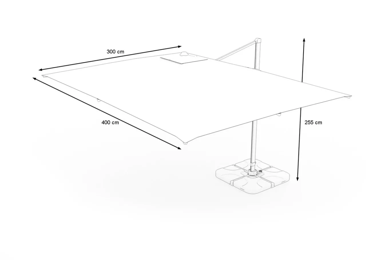 New Sydney Ampelschirm, grau, Aluminium, 400 x 300 cm, UV-beständig, wasserabweisend, mit Air-Vent System, langlebiges Material Sonnenschirme