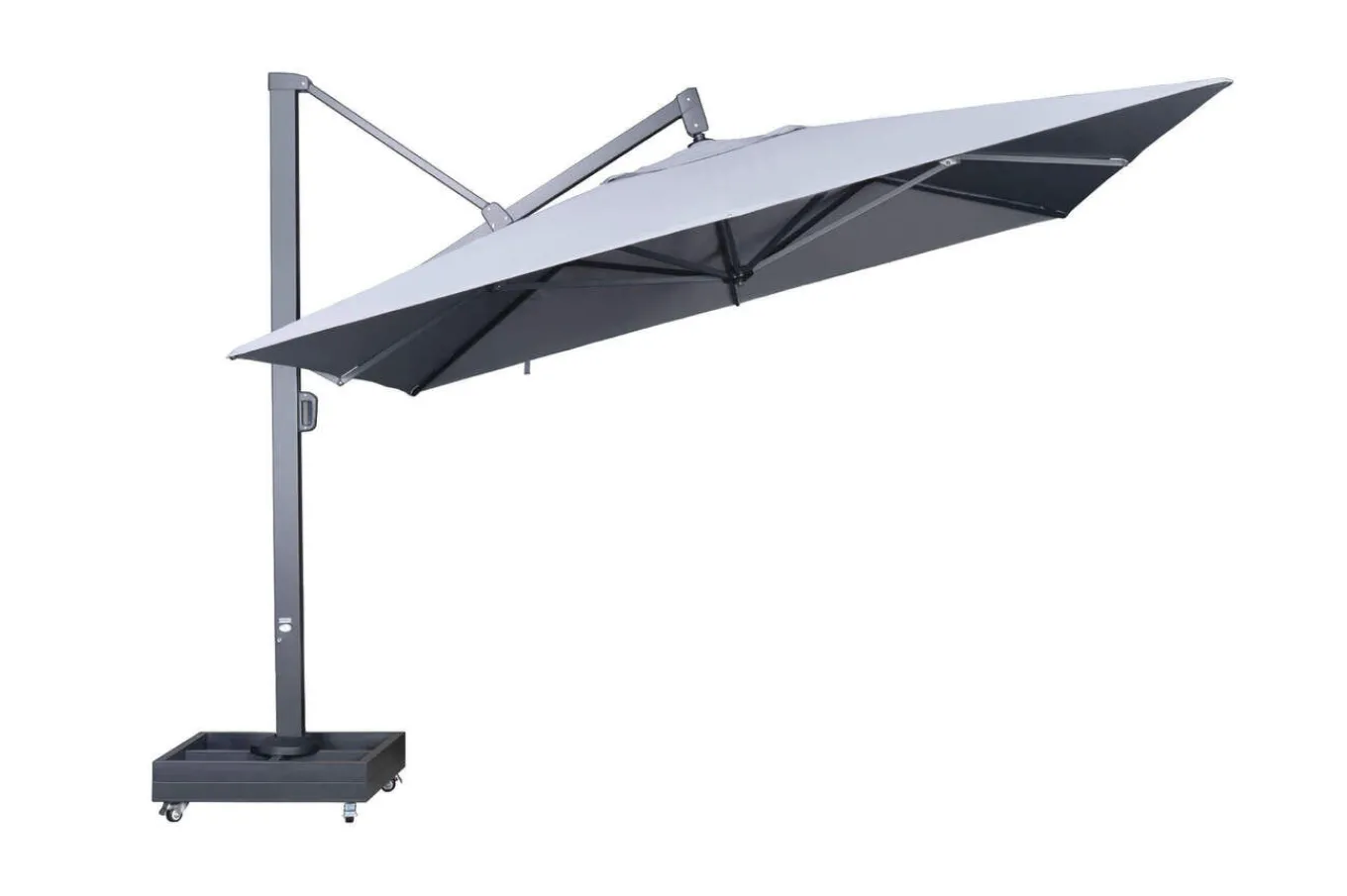 Sydney Ampelschirm, anthrazit matt/grau, Alu/Polyester,350 x 350 cm, mit Air-Vent System, inkl. Schirmständer Sonnenschirme