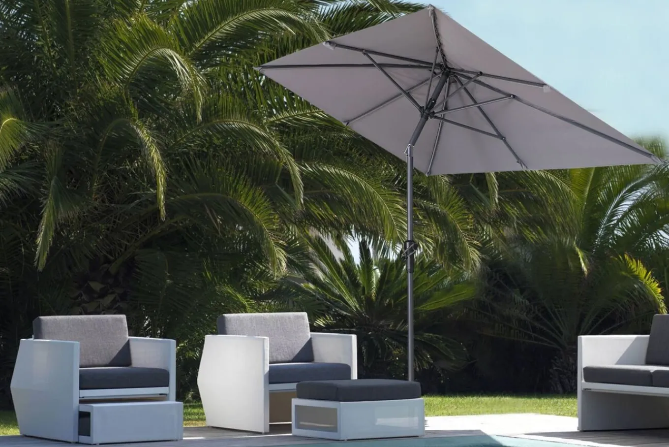 Sale Sydney Mittelstockschirm, anthrazit, pulverbesch. Aluminium/Polyester PA-beschichtet, 270 x 150 cm Sonnenschirme