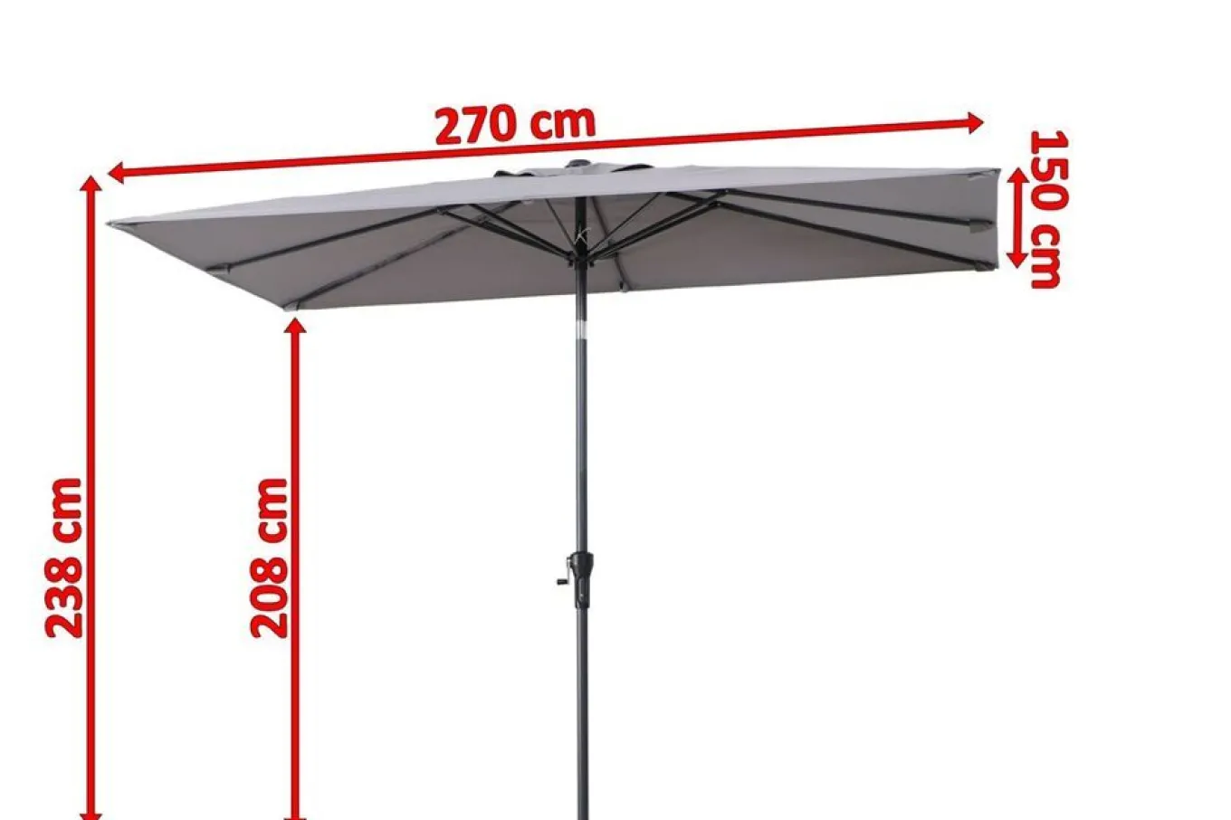 Sale Sydney Mittelstockschirm, anthrazit, pulverbesch. Aluminium/Polyester PA-beschichtet, 270 x 150 cm Sonnenschirme
