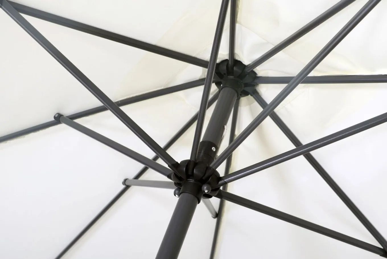Discount Sydney Mittelstockschirm, anthrazit/creme, pulverbesch. Aluminium/Polyester PA-beschichtet, 270 x 150 cm Sonnenschirme
