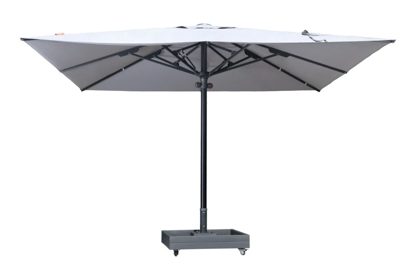 Clearance Sydney Sonnenschirm, grau, Aluminium, 400 x 400 cm, mit Air-Vent System, UV-Schutz, pulverbeschichtet, inkl. befüllbarem Schirmständer Sonnenschirme