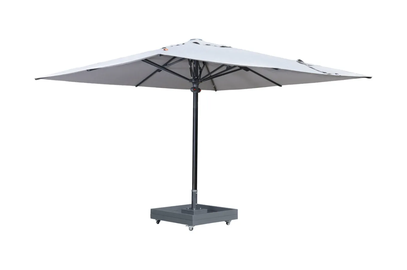 Clearance Sydney Sonnenschirm, grau, Aluminium, 400 x 400 cm, mit Air-Vent System, UV-Schutz, pulverbeschichtet, inkl. befüllbarem Schirmständer Sonnenschirme